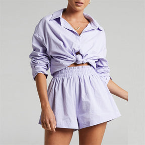 Conjunto Feminino Camisa e Shorts Algodão Eliana