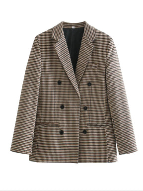 Blazer Feminino Alfaiataria Xadrez Moli