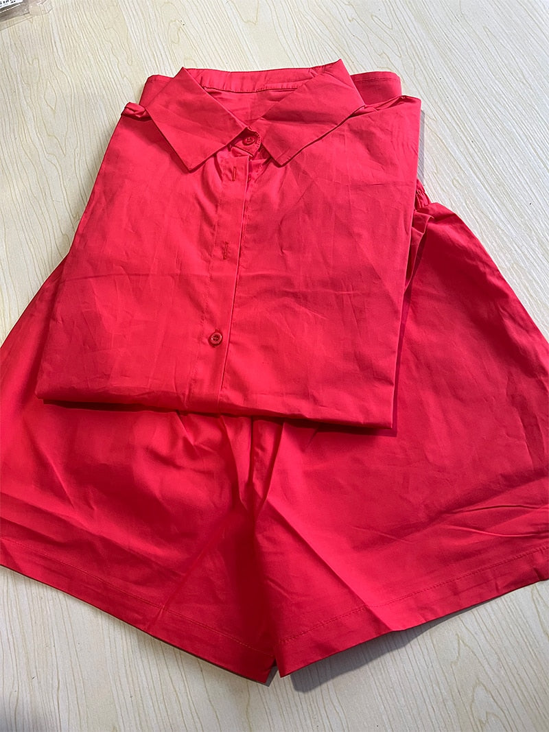 Conjunto Feminino Camisa e Shorts Algodão Eliana