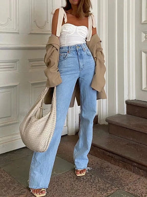 CALÇA JEANS WIDE LEG 0 BlissFemme 