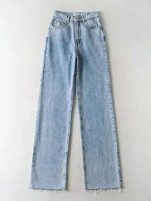 CALÇA JEANS WIDE LEG 0 BlissFemme Azul claro PP 