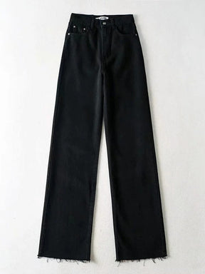 CALÇA JEANS WIDE LEG 0 BlissFemme Preta PP 